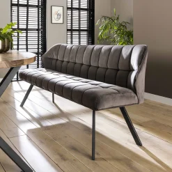 Esstischbank Polsterbank Raster Samt 180 Industrial Grau