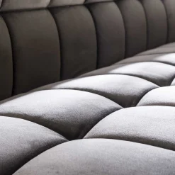 Esstischbank Polsterbank Raster Samt 180 Industrial Grau