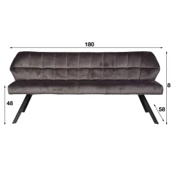 Esstischbank Polsterbank Raster Samt 180 Industrial Grau