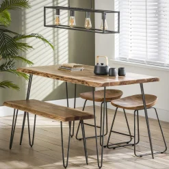 Esstischbank Sitzbank Palu Industrial Massivholz Baumkante 100