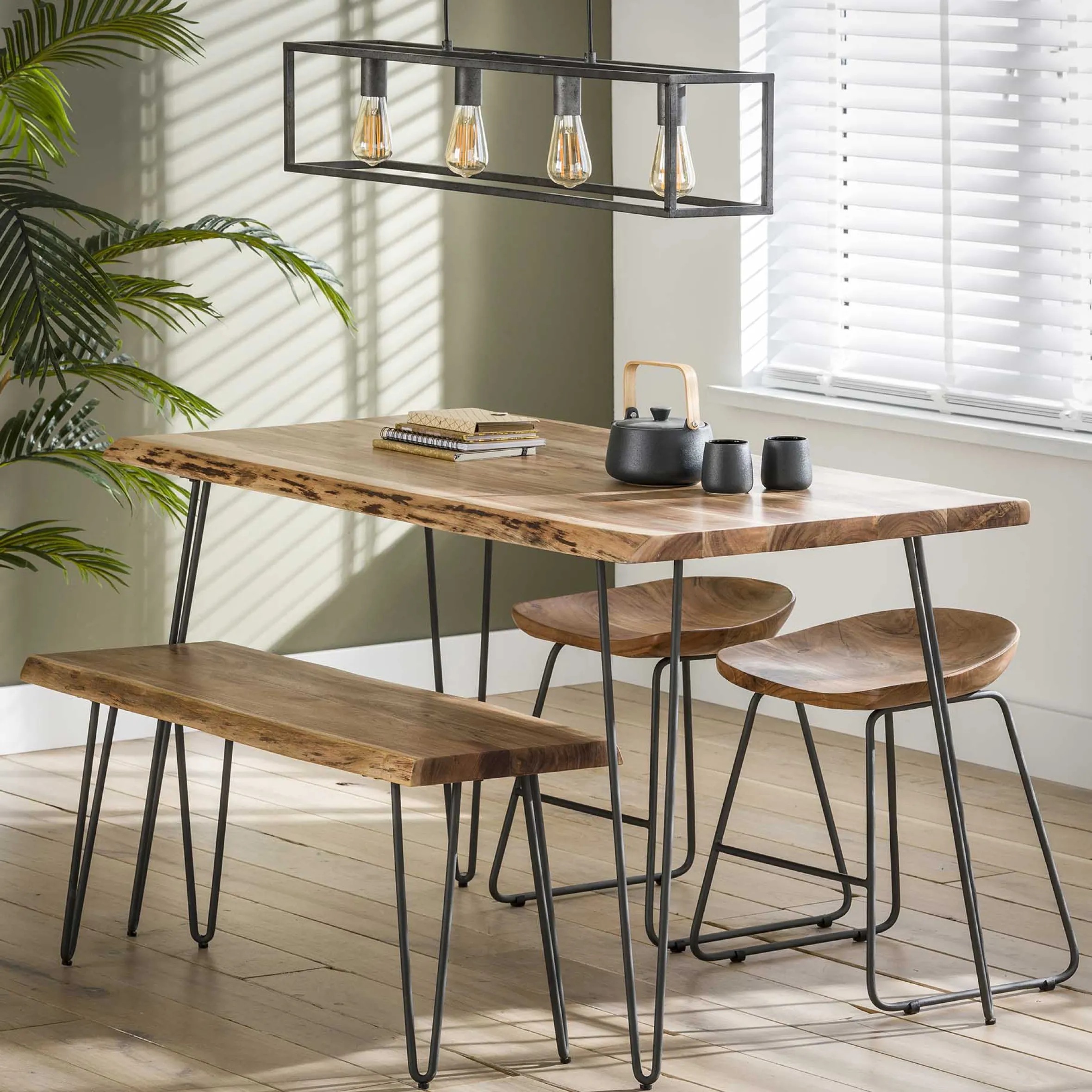 Esstischbank Sitzbank Palu Industrial Massivholz Baumkante 100