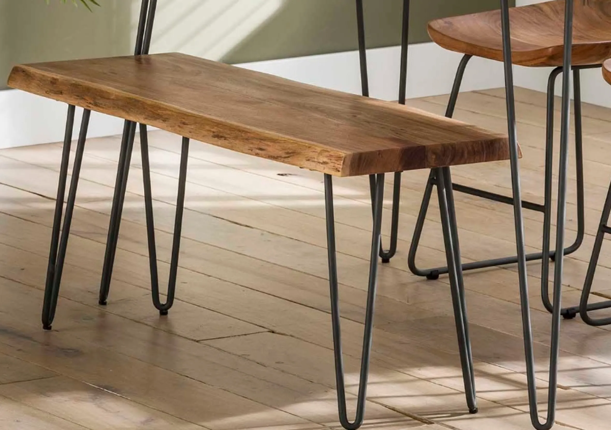 Esstischbank Sitzbank Palu Industrial Massivholz Baumkante 100