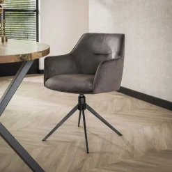 Esstischstuhl Armlehnstuhl Pull Raute drehbar Samt Anthrazit