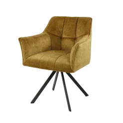 Esszimmerstuhl Armlehnstuhl Raster Drehbar Samt Gold