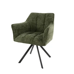 Esszimmerstuhl Armlehnstuhl Raster Drehbar Strukturstoff Grün