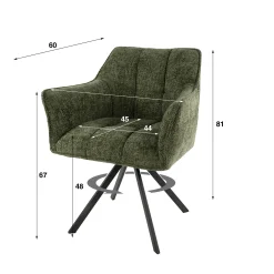 Esszimmerstuhl Armlehnstuhl Raster Drehbar Strukturstoff Grün