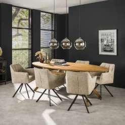 Esszimmerstuhl Armlehnstuhl Raster Drehbar Bouclé Sand