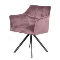 Esszimmerstuhl Armlehnstuhl Raster Drehbar Samt Rosa