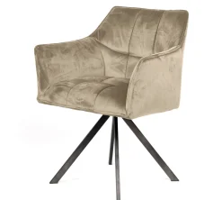 Esszimmerstuhl Armlehnstuhl Raster Drehbar Samt Champagner