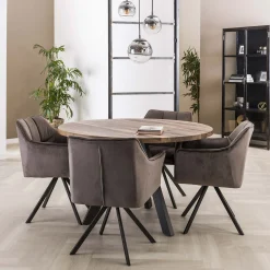 Esszimmerstuhl Armlehnstuhl Raster Drehbar Samt Anthrazit