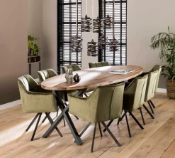 Esszimmerstuhl Armlehnstuhl Raster Drehbar Samt Grün