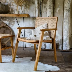 Esszimmerstuhl Armlehnstuhl Nova Teak Rattan Wiener Geflecht