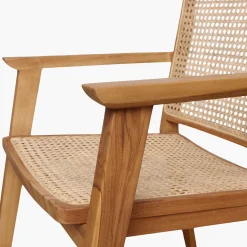 Esszimmerstuhl Armlehnstuhl Nova Teak Rattan Wiener Geflecht