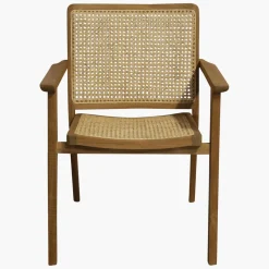 Esszimmerstuhl Armlehnstuhl Nova Teak Rattan Wiener Geflecht