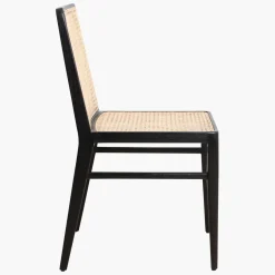 Esszimmerstuhl Novita Teak Rattan Wiener Geflecht Schwarz