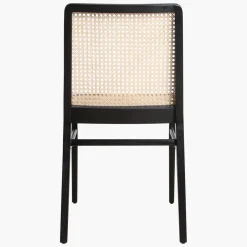 Esszimmerstuhl Novita Teak Rattan Wiener Geflecht Schwarz