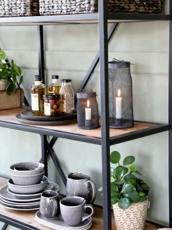 Französisches Doppelregal David Vintage Metall 6 Holzböden