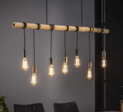 Hängelampe Bambusstab gewickelt 7er