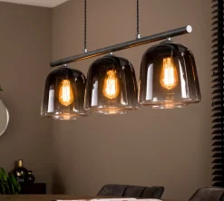 Hängelampe 3er Belljar Rauchglas