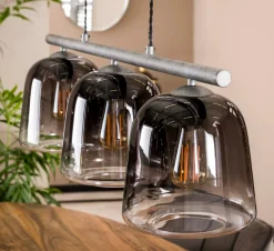 Hängelampe 3er Belljar Rauchglas
