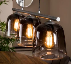 Hängelampe 3er Belljar Rauchglas