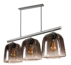 Hängelampe 3er Belljar Rauchglas
