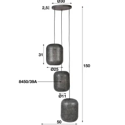 Hängelampe Etch Boho Oriental Metall gestuft