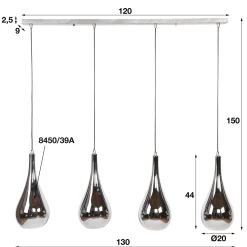 Hängelampe Falling Drops Industrial Chromfinish