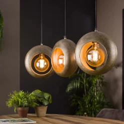 Hängelampe Industrial Full Moon Circle 3er Antik Bronze Metall