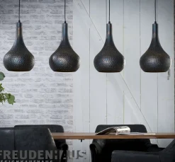 Hängelampe Industrial Kegel 4 Schirme Schwarz Braune Maserung Ø 25cm
