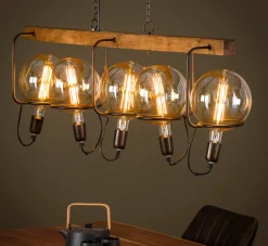 Hängelampe Industrial Saturn Wood Kugel inkl. Glühbirnen ∅ 20 cm