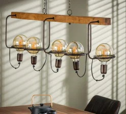 Hängelampe Industrial Saturn Wood Kugel inkl. Glühbirnen ∅ 20 cm