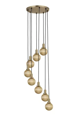 Hängelampe Juliet 8 Glasschirme Bernstein 180