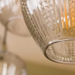 Hängelampe Retro Diamant 5 Schirme Bernsteinfarben