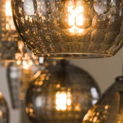 Hängelampe Retro Hexagon 7 Glasschirme Cozy Smoke