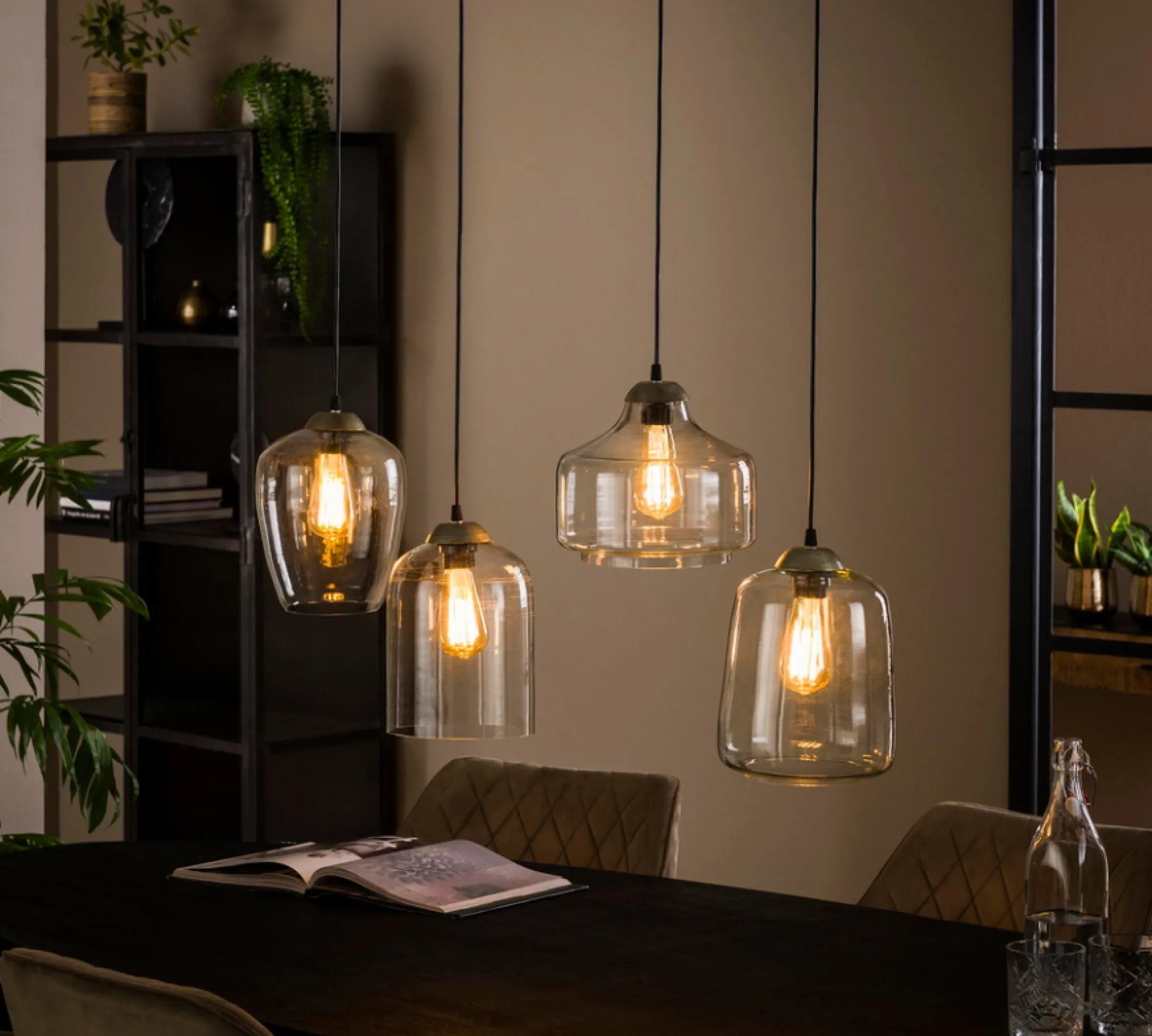 Hängelampe Retro Mixed 4er Klarglas