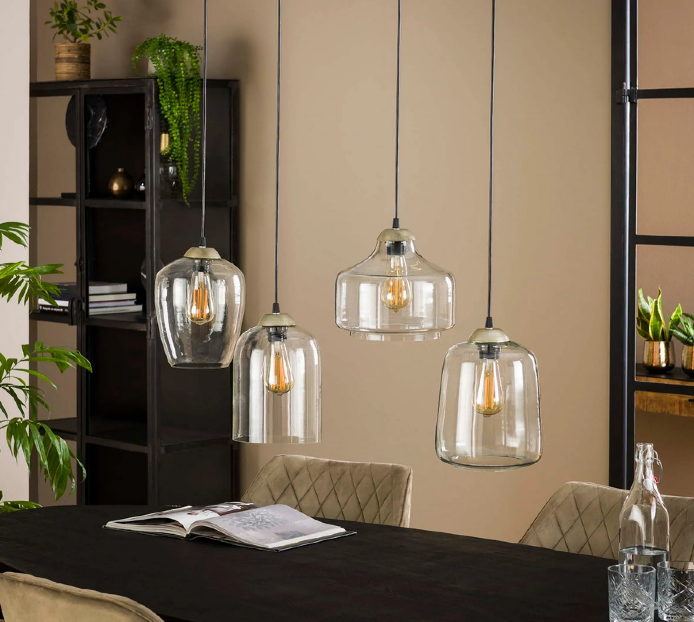 Hängelampe Retro Mixed 4er Klarglas