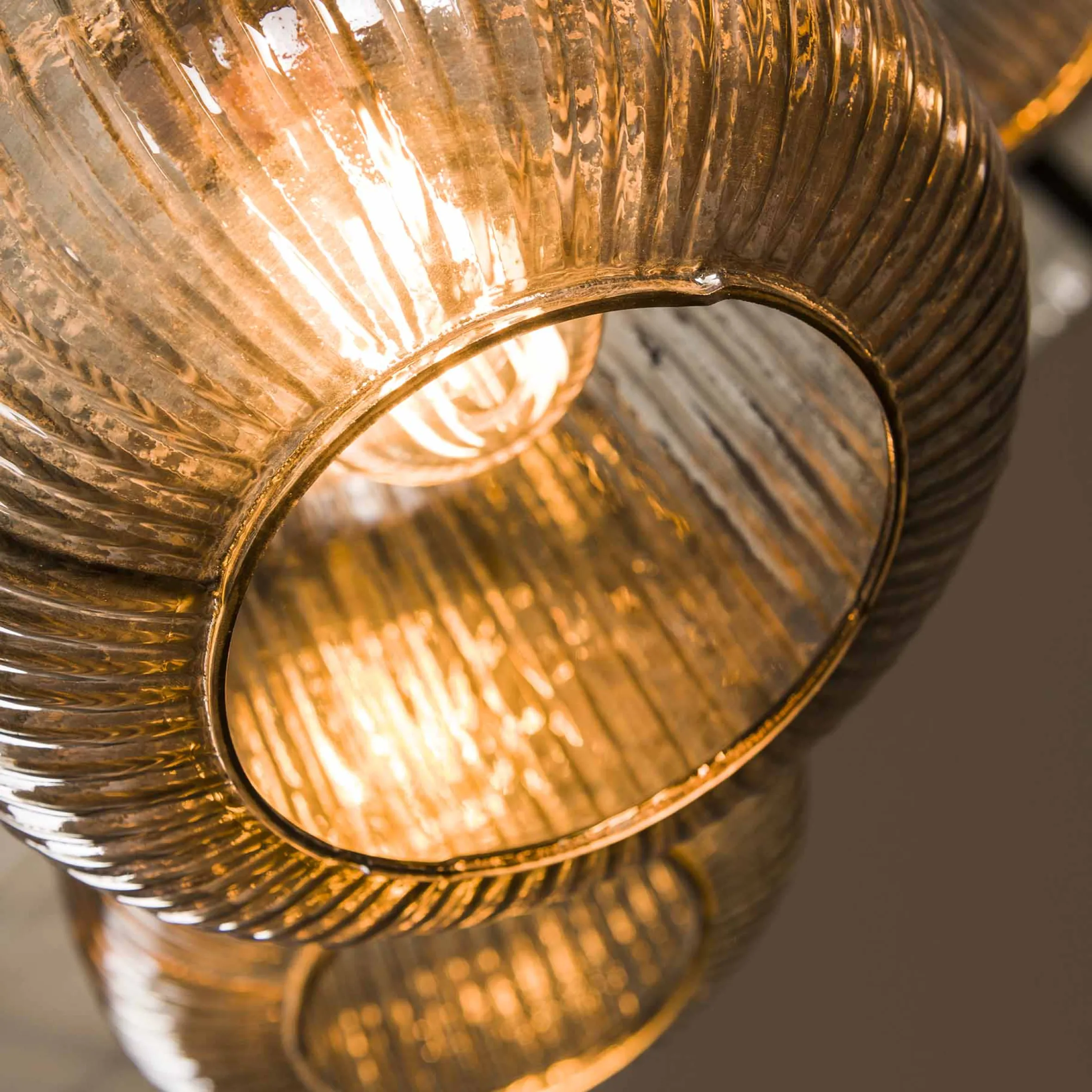 Hängelampe Retro Stripes 7 Glaschirme Silbergrau