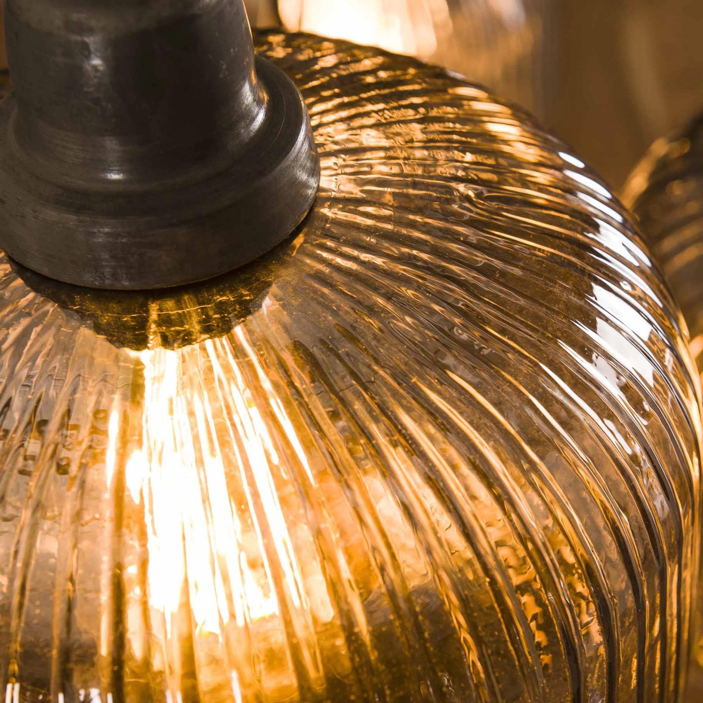 Hängelampe Retro Stripes 7 Glaschirme Silbergrau