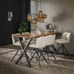 Hängelampe Retro Stripes Horizontal 7 Glasschirme Bernstein