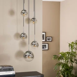 Hängelampe Shaded Bubble 5er Gestuft Rauchglas