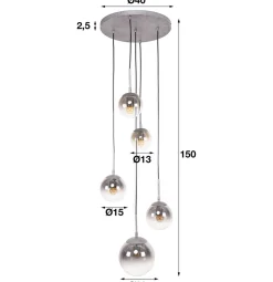 Hängelampe Shaded Bubble 5er Gestuft Rauchglas