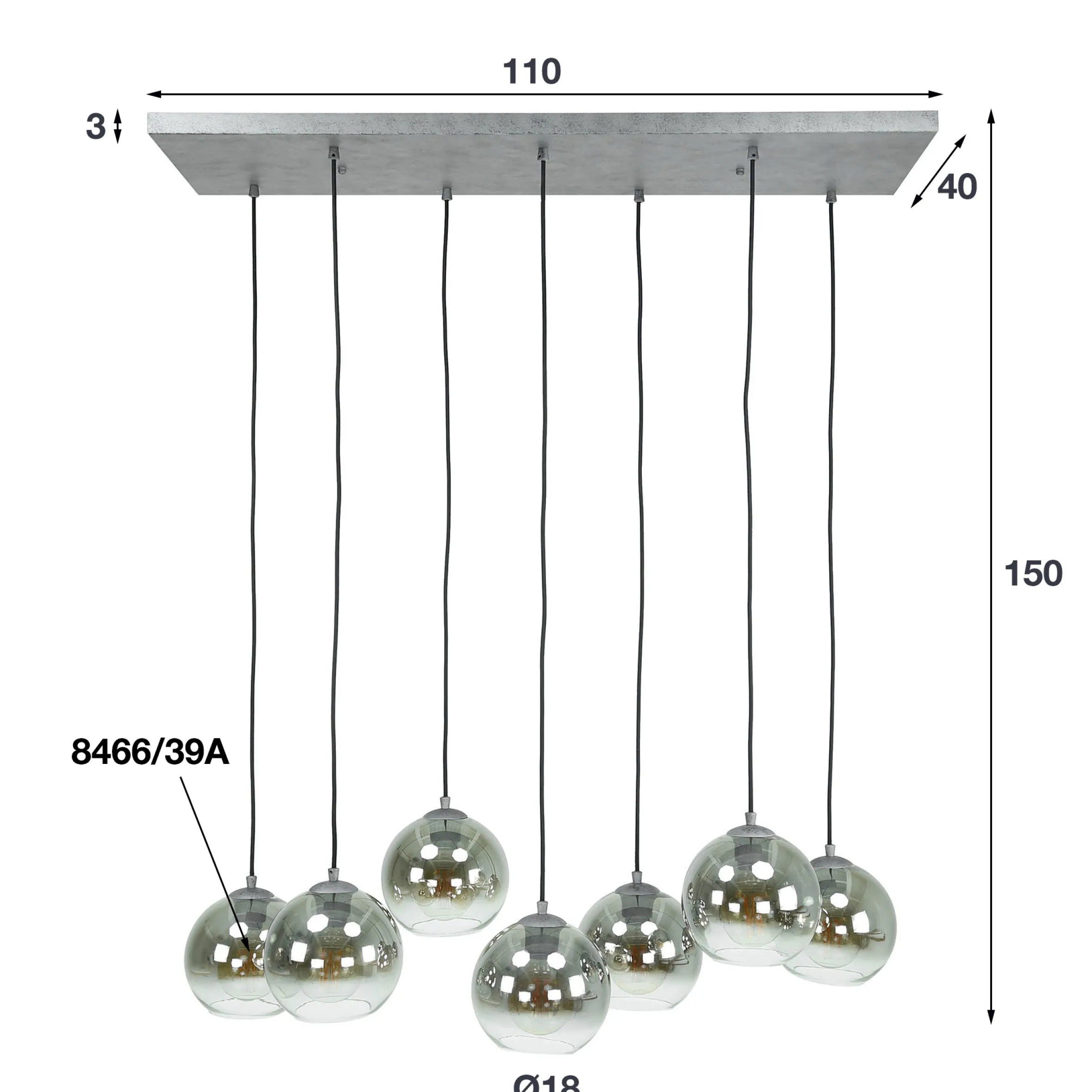 Hängelampe Shaded Bubble 7er Rauchglas