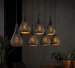 Hängelampe Vintage Tropfen Industrial Dots 7 Schirme Ø 15cm