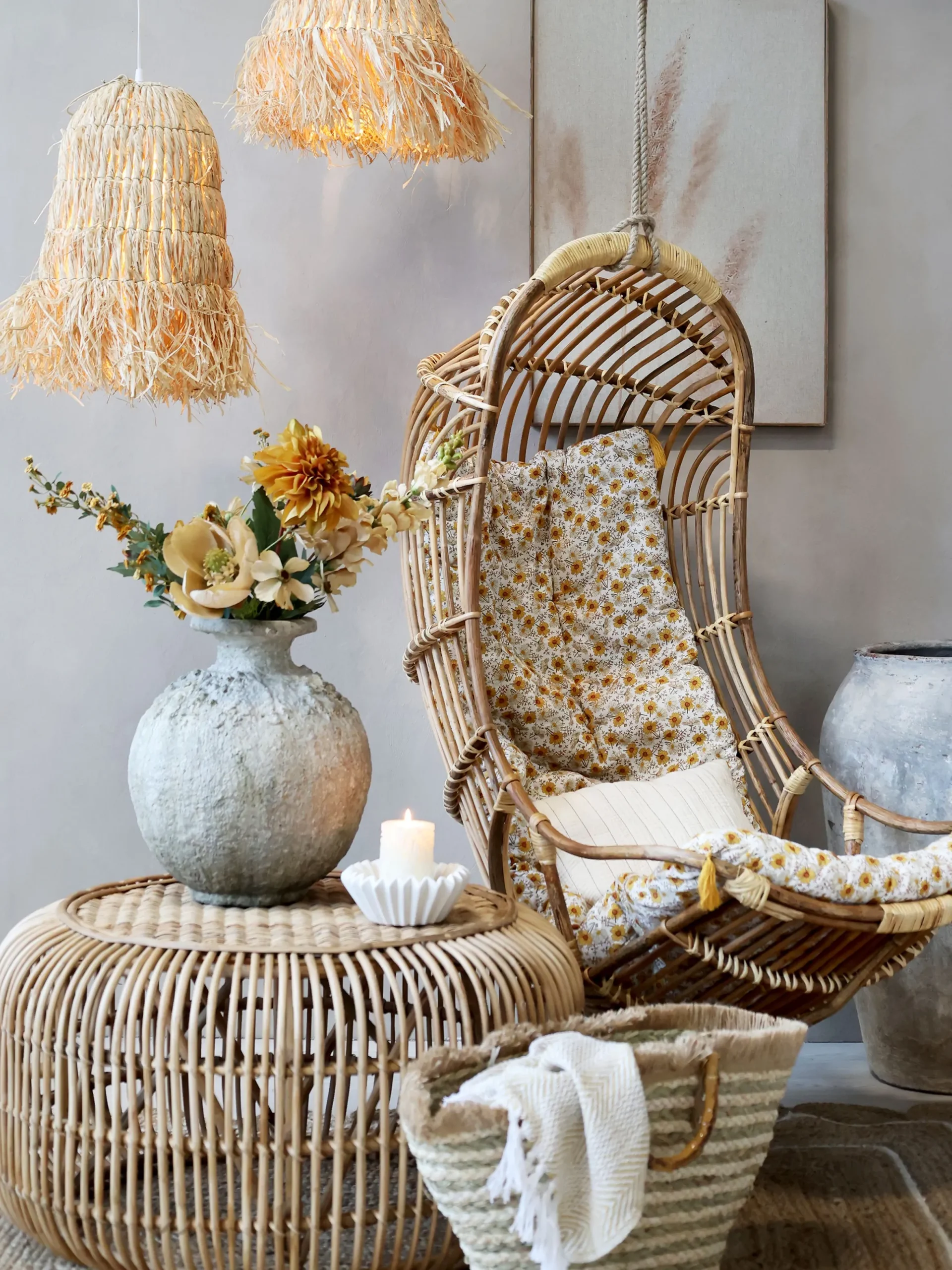 Hängesessel Hängeschaukel Boho Rattan