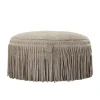 Hocker Leder Carla Pouf Taupe Fransen 50 Ø