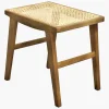 Hocker Nova Teak Rattan Wiener Geflecht