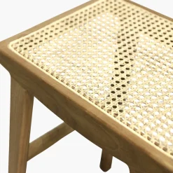 Hocker Nova Teak Rattan Wiener Geflecht