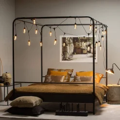 Industrial Himmelbett Metallbett Koje Schwarz Metall 120