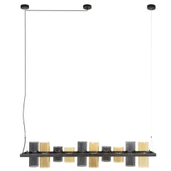 Industrial Hängelampe 10 Zylinder Rauchglas Bernsteinglas Metallrahmen